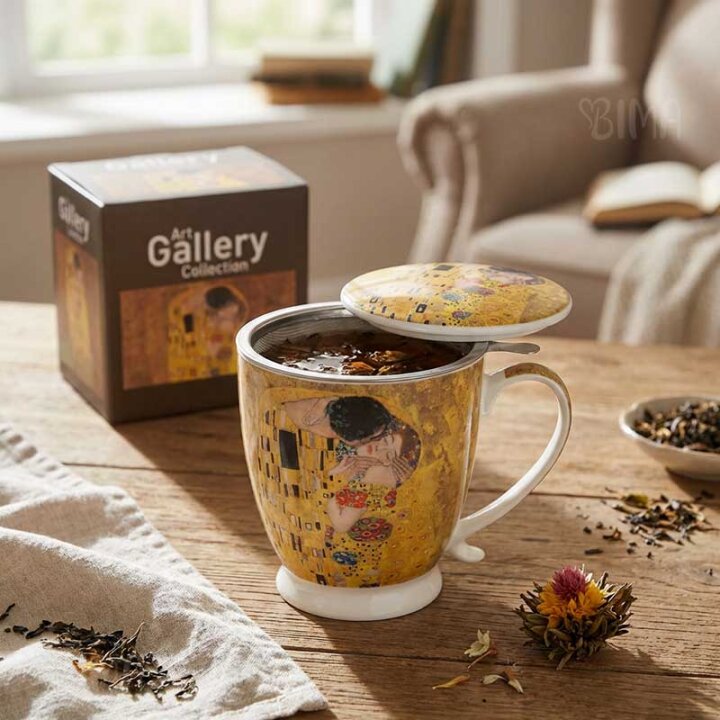 ŠALICA PORCULANSKA S INFUZOROM 510 mL - THE KISS CLASSIC BY GUSTAV KLIMT