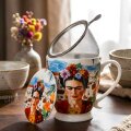 ŠALICA PORCULANSKA S INFUZOROM 480 mL- MEXICAN ART - RED