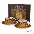 ŠALICE ZA KAVU PORCULANSKE 2/1 110 ML U POKLON KUTIJI - THE KISS BROWN GUSTAV KLIMT