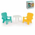 STOLIĆ SET SA DVIJE STOLICE 45 cm PLASTIČNI BIJELO-PLAVO-ŽUTI