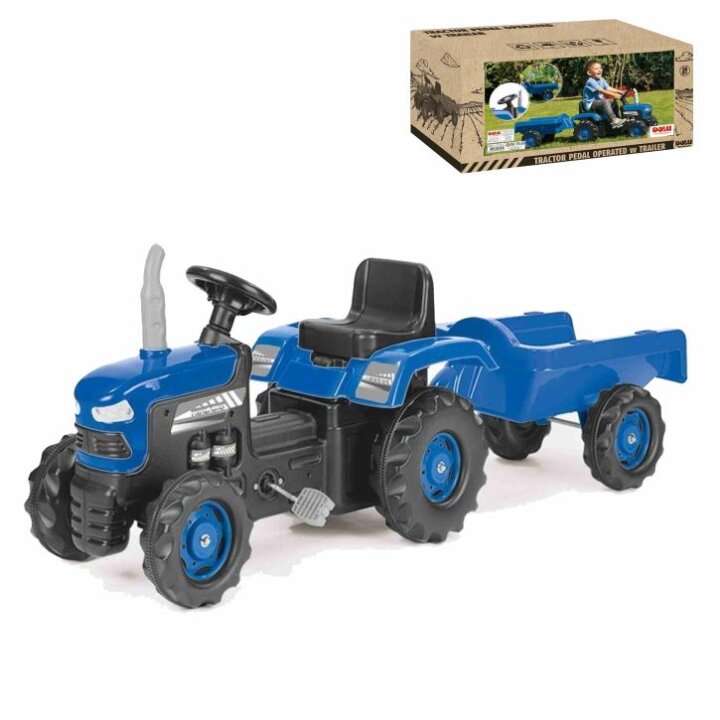 TRAKTOR NA PEDALE S PRIKOLICOM PLAVI 52x143x45 cm