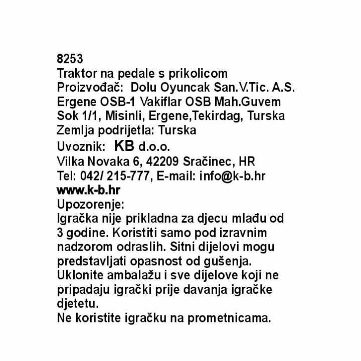 TRAKTOR NA PEDALE S PRIKOLICOM PLAVI 52x143x45 cm