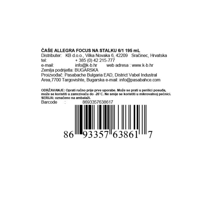 ČAŠE ALLEGRA FOCUS NA STALKU 6/1 195 mL