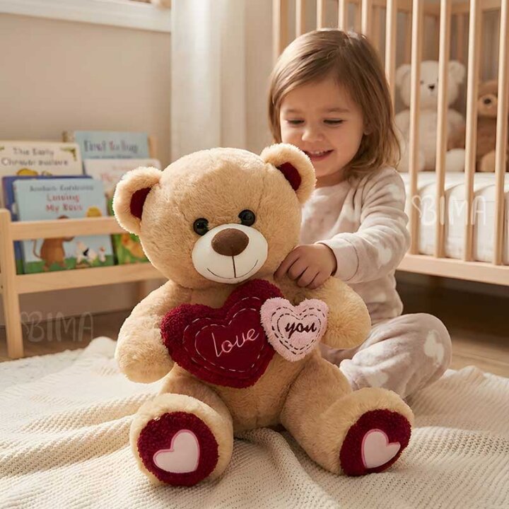 MEDO PLIŠANI S DVA SRCA LOVE YOU 30 cm - BEŽ