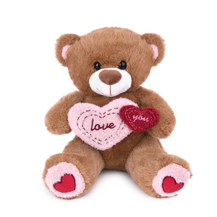 MEDO PLIŠANI S DVA SRCA LOVE YOU 30 cm - SMEĐI