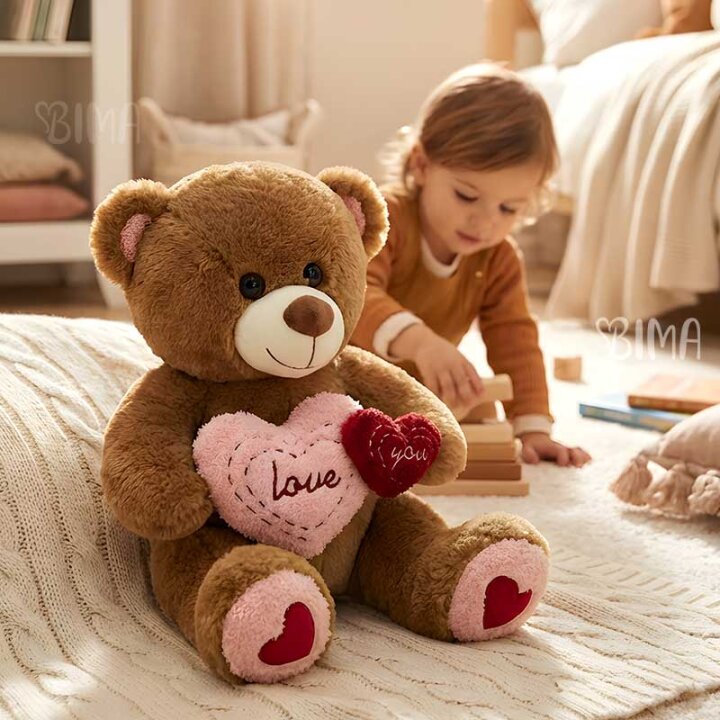 MEDO PLIŠANI S DVA SRCA LOVE YOU 30 cm - SMEĐI