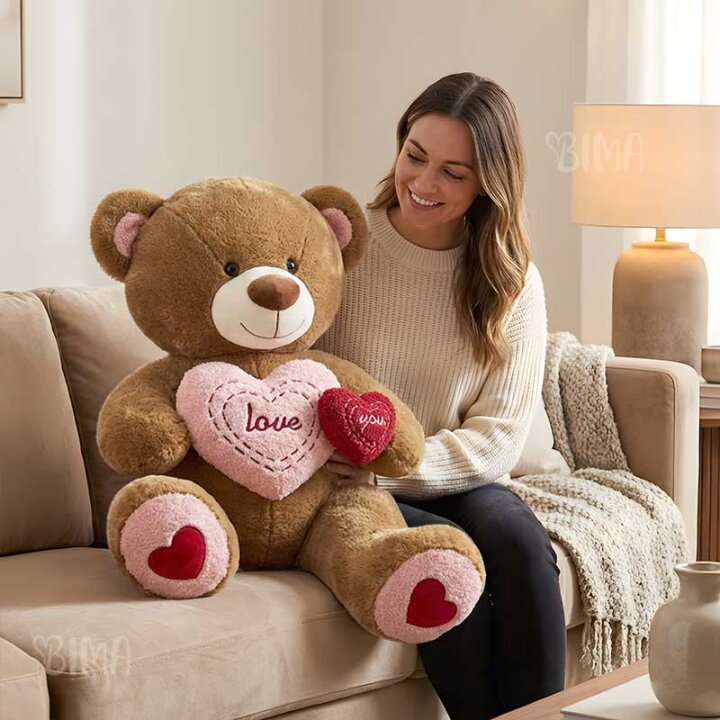MEDO PLIŠANI S DVA SRCA LOVE YOU 60 cm - SMEĐI