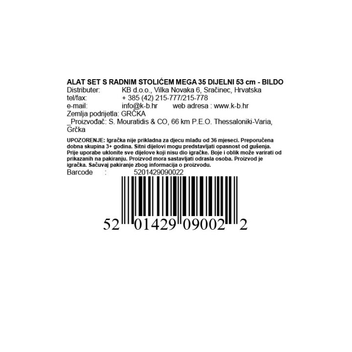 ALAT SET S RADNIM STOLIĆEM MEGA 35 DIJELNI 53 cm - BILDO