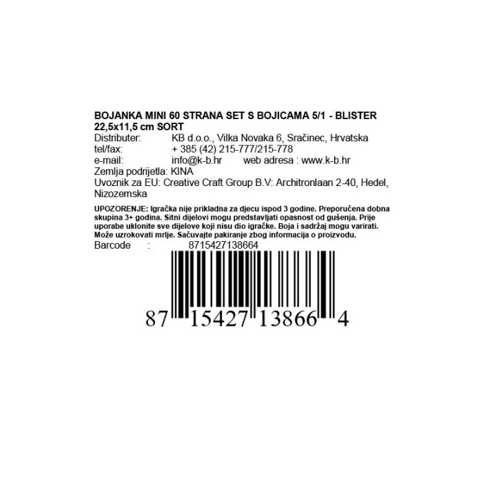 BOJANKA MINI 60 STRANA SET S BOJICAMA 5/1 - BLISTER 22,5x11,5 cm SORT