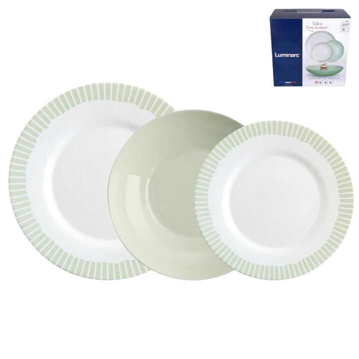 SERVIS ZA JELO ROMANTIC GREEN 18 DIJELNI - OPALNO STAKLO - LUMINARC