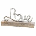DEKORATIVNI NATPIS LOVE METALNI NA DRVENOM STALKU 15x8x5 cm