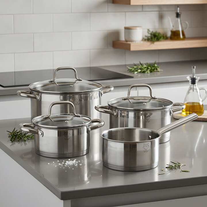 POSUĐE ZA KUHANJE INOX - 7 DIJELNI SET 1, 7L/ 1,7 L/ 3,3 L/ 5,6 L - BARCELONA