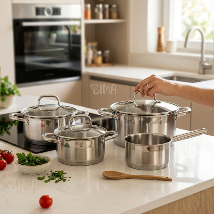 POSUĐE ZA KUHANJE INOX - 7 DIJELNI SET 1, 7L/ 1,7 L/ 3,3 L/ 5,6 L - BARCELONA