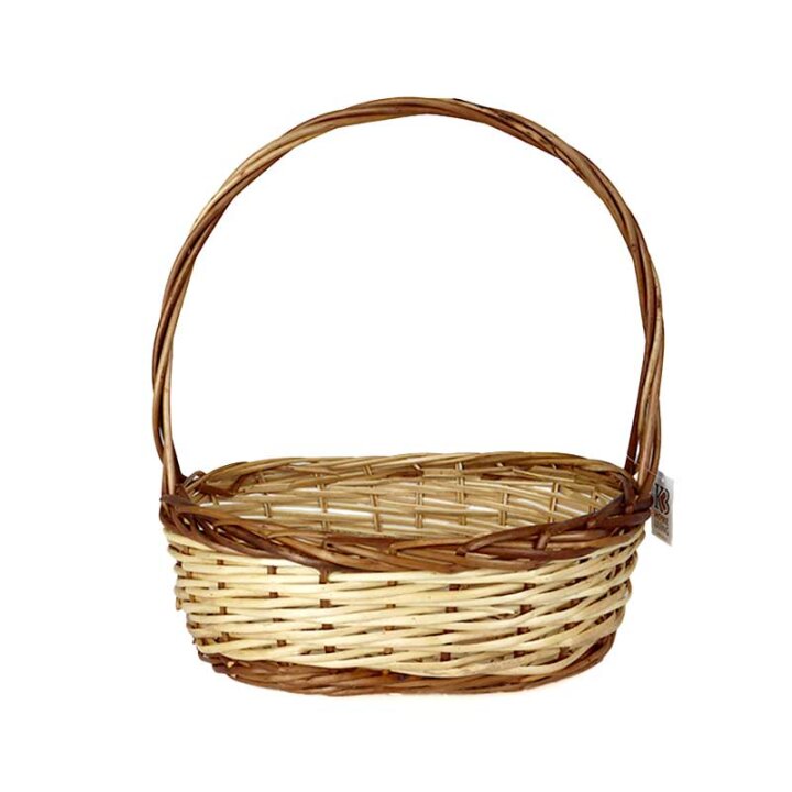 KOŠARA PLETENA NATUR-SMEĐA S DRŠKOM 35x26x14/44 cm