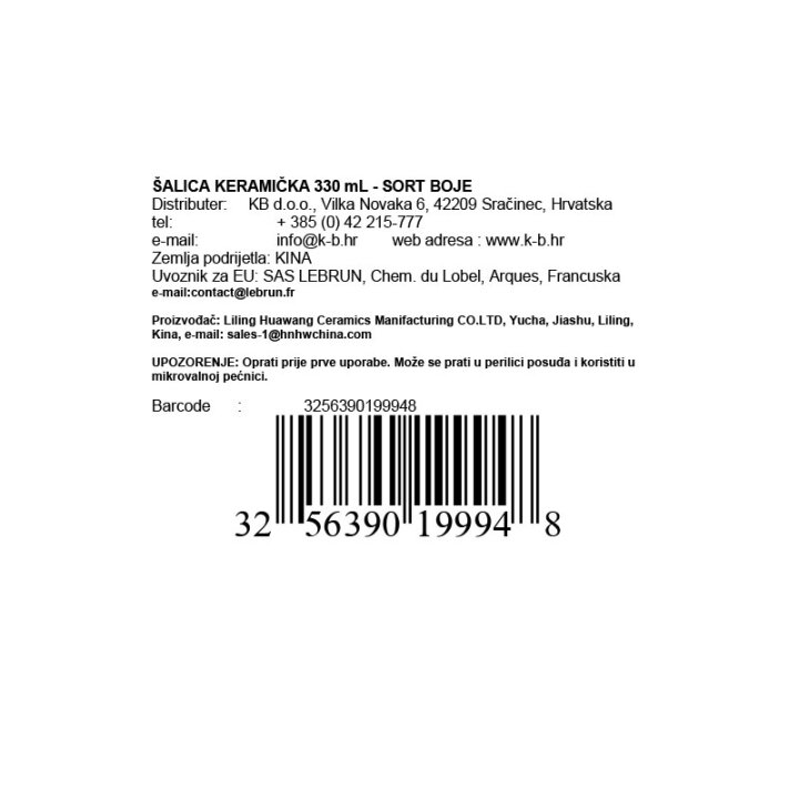 ŠALICA KERAMIČKA 330 mL - SORT BOJE