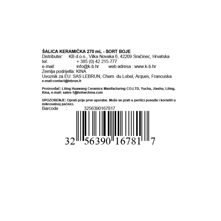 ŠALICA KERAMIČKA 270 mL - SORT BOJE