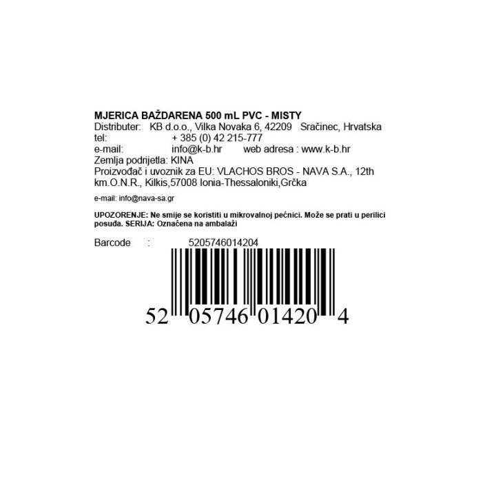 MJERICA BAŽDARENA 500 mL PVC - MISTY