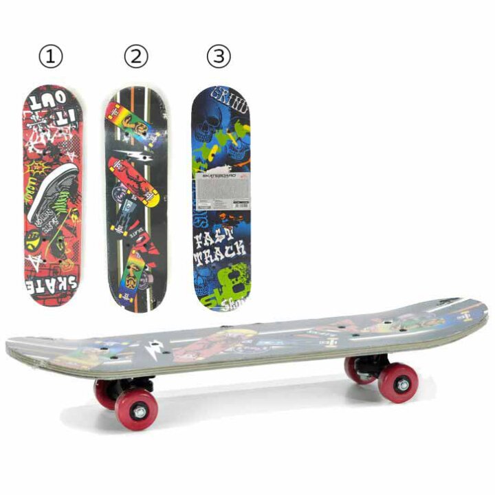 SKATEBOARD S PRINTANIM MOTIVOM 60x15x8 cm - SORT