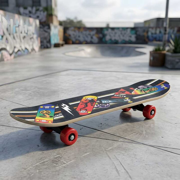 SKATEBOARD S PRINTANIM MOTIVOM 60x15x8 cm - SORT