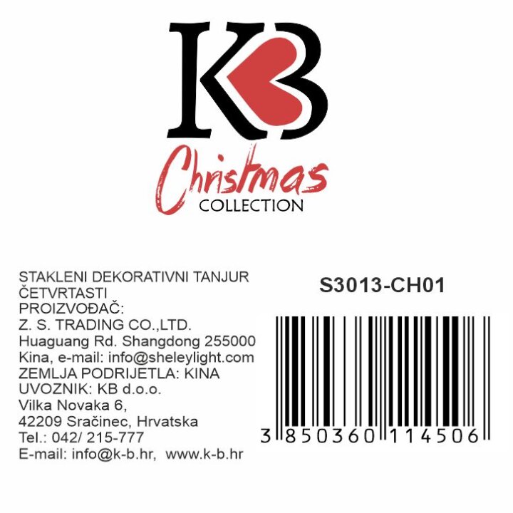 BOŽIĆNI STAKLENI DEKORATIVNI TANJUR ČETVRTASTI CHRISTMAS TREASURE 30x13 cm