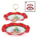 BOŽIĆNI STAKLENI DEKORATIVNI ETAŽER 2 NIVOA CHRISTMAS TREASURE 27,5 CM