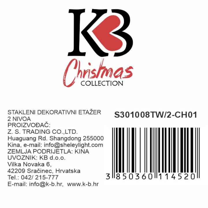 BOŽIĆNI STAKLENI DEKORATIVNI ETAŽER 2 NIVOA CHRISTMAS TREASURE 27,5 CM