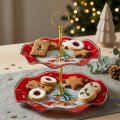 BOŽIĆNI STAKLENI DEKORATIVNI ETAŽER 2 NIVOA CHRISTMAS TREASURE 27,5 CM