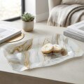 STAKLENI DEKORATIVNI TANJUR ČETVRTASTI S VALOVITIM RUBOM LUXE MARBLE 35,5 cm