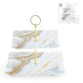 STAKLENI DEKORATIVNI ETAŽER 2 NIVOA LUXE MARBLE 24,7 / 19,7 cm