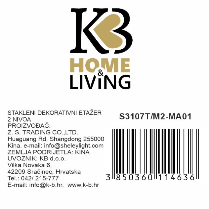 STAKLENI DEKORATIVNI ETAŽER 2 NIVOA LUXE MARBLE 24,7 / 19,7 cm