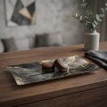 STAKLENI DEKORATIVNI TANJUR ČETVRTASTI GOLDEN NOIR 33x16 cm