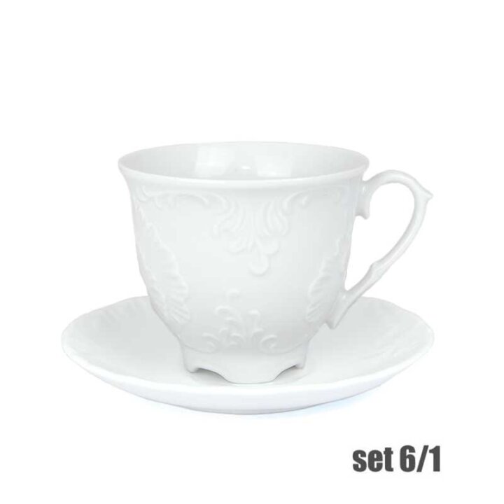 ŠALICE ZA KAVU PORCULAN 6/1 170 ML ROCOCO - BIJELE