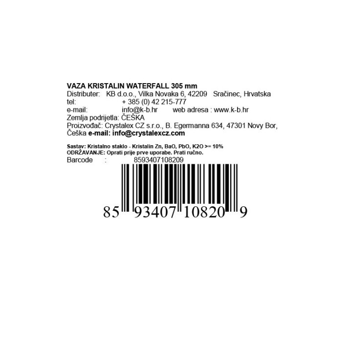 VAZA KRISTALIN WATERFALL 30,5 cm