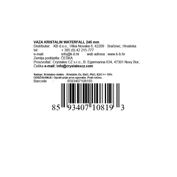 VAZA KRISTALIN WATERFALL 24,5 cm