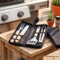 ROŠTILJ SET INOX S DRVENIM DRŠKAMA 4/1 U TORBICI
