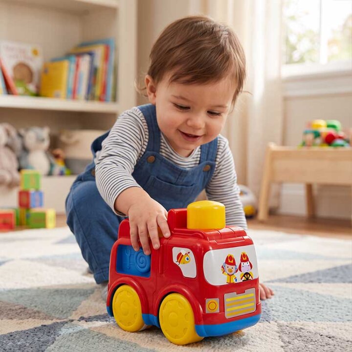 MUZIČKA IGRAČKA ZA BEBE - VATROGASNI AUTO U KUTIJI 20x17x12 cm