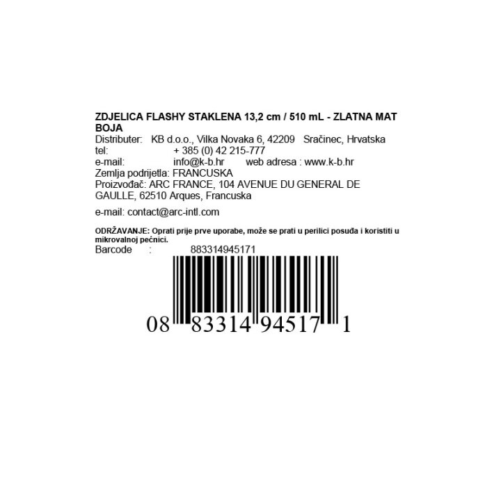 ZDJELICA FLASHY STAKLENA 13,2 cm / 510 mL - ZLATNA MAT BOJA
