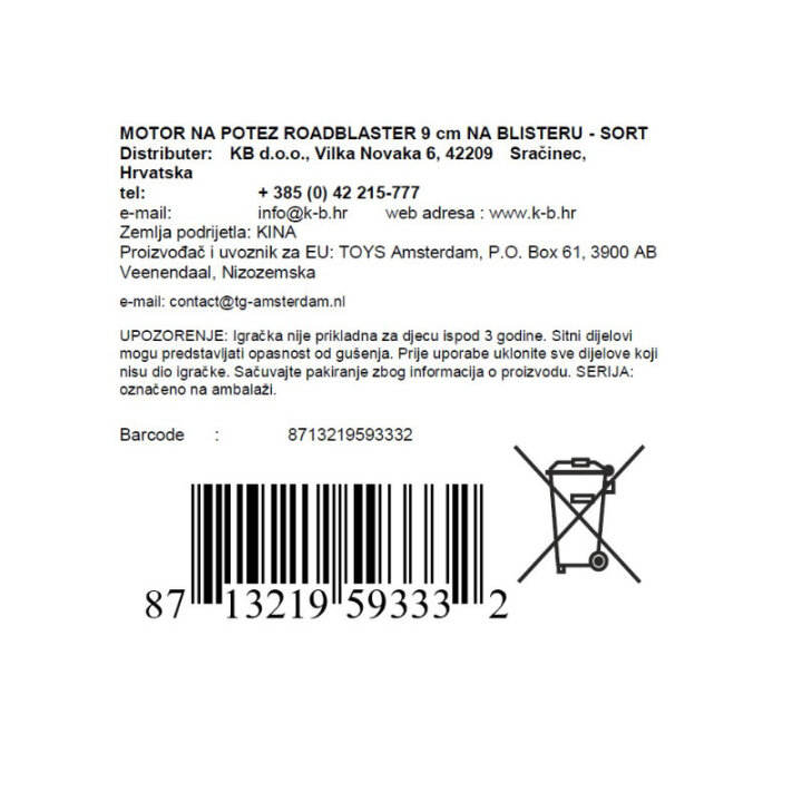 MOTOR NA POTEZ ROADBLASTER 9 cm NA BLISTERU - SORT