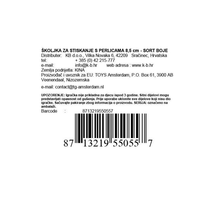 ŠKOLJKA ZA STISKANJE S PERLICAMA 8,5 cm - SORT BOJE