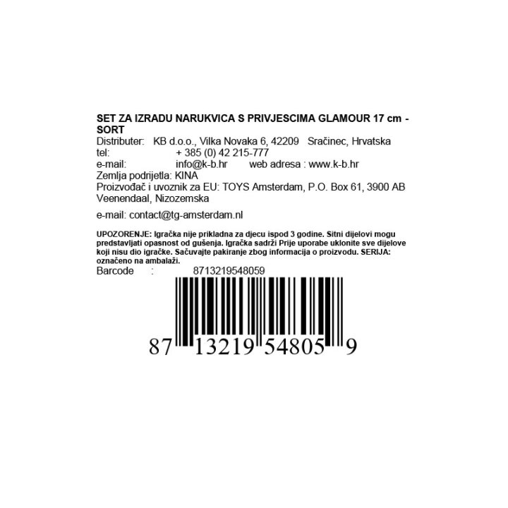 SET ZA IZRADU NARUKVICA S PRIVJESCIMA GLAMOUR 17 cm - SORT