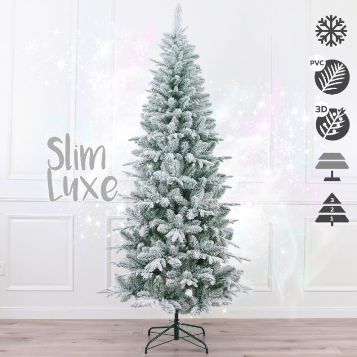BOŽIĆNO DRVCE SLIM LUXE SA SNIJEGOM I METALNIM STALKOM 180 cm