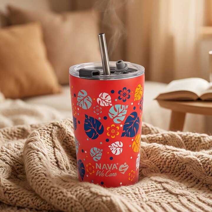 PUTNA TERMOS ŠALICA INOX DEKORIRANA ALOHA 350 mL SA SLAMKOM - WE CARE