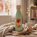 TERMOS BOCA INOX DEKORIRANA GREEN FLORAL 500 mL S BAMBUS ČEPOM - WE CARE