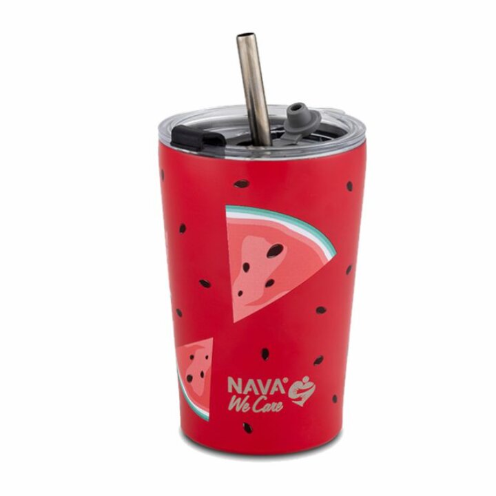 PUTNA TERMOS ŠALICA INOX DEKORIRANA LUBENICA 350 mL SA SLAMKOM - WE CARE