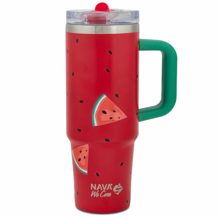 PUTNA TERMOS ŠALICA INOX DEKORIRANA LUBENICA 900 mL SA SLAMKOM - WE CARE