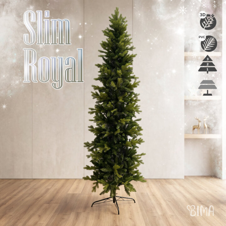 BOŽIĆNO DRVCE SLIM ROYAL S METALNIM STALKOM 210 cm