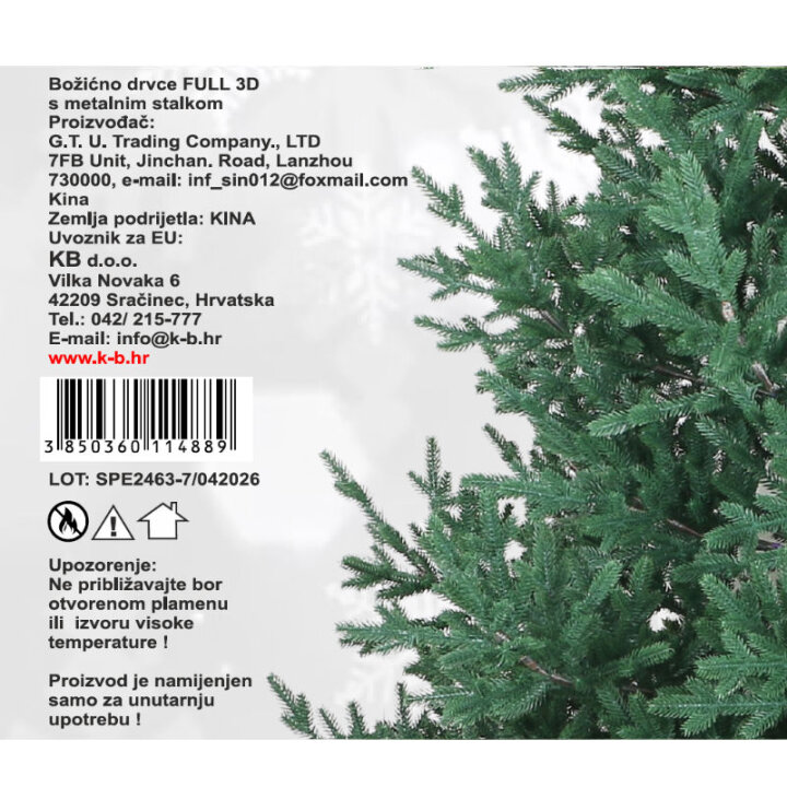 BOŽIĆNO DRVCE EVERGREEN LUXE FULL 3D S METALNIM STALKOM 210 CM