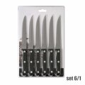 NOŽEVI ZA ODREZAK INOX S CRNOM DRŠKOM 6/1 NA BLISTERU 21,3 cm