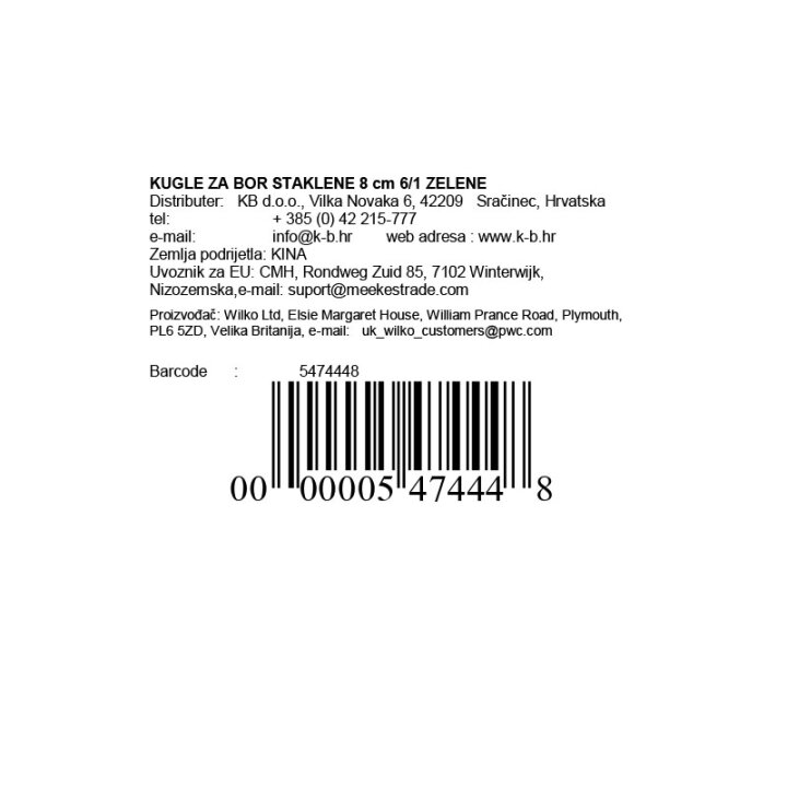 KUGLE ZA BOR STAKLENE 8 cm 6/1 ZELENE