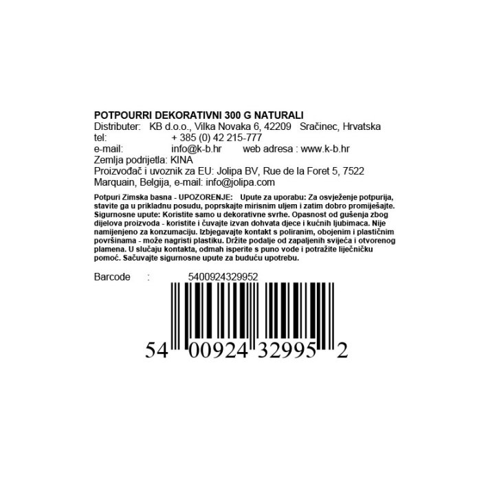 POTPOURRI DEKORATIVNI 300 G NATURALI